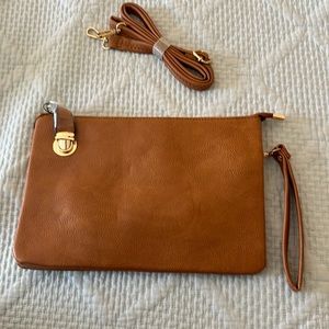 New large vegan pebbled leather convertible clutch